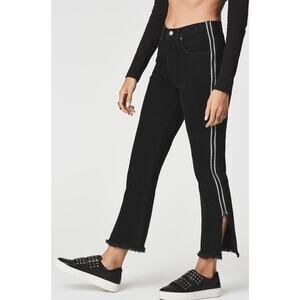 LF Carmar Denim Black Race Stripe Zipper Jeans Sz 27 High Rise Ankle VGUC Juliet